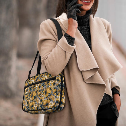 Vintage Sunflower Pattern Print Double Strap Bible Bag