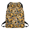 Vintage Sunflower Pattern Print Drawstring Backpack