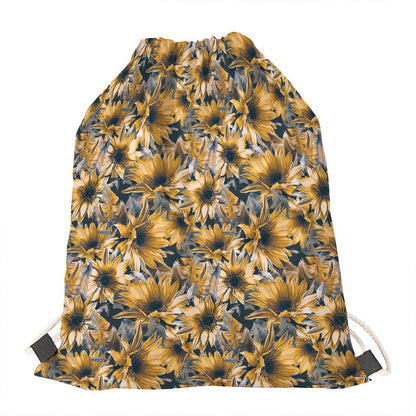Vintage Sunflower Pattern Print Drawstring Bag