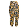 Vintage Sunflower Pattern Print Fleece Lined Knit Pants