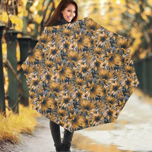 Vintage Sunflower Pattern Print Foldable Umbrella