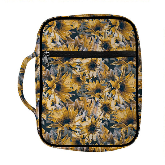 Vintage Sunflower Pattern Print Front Pocket Bible Bag