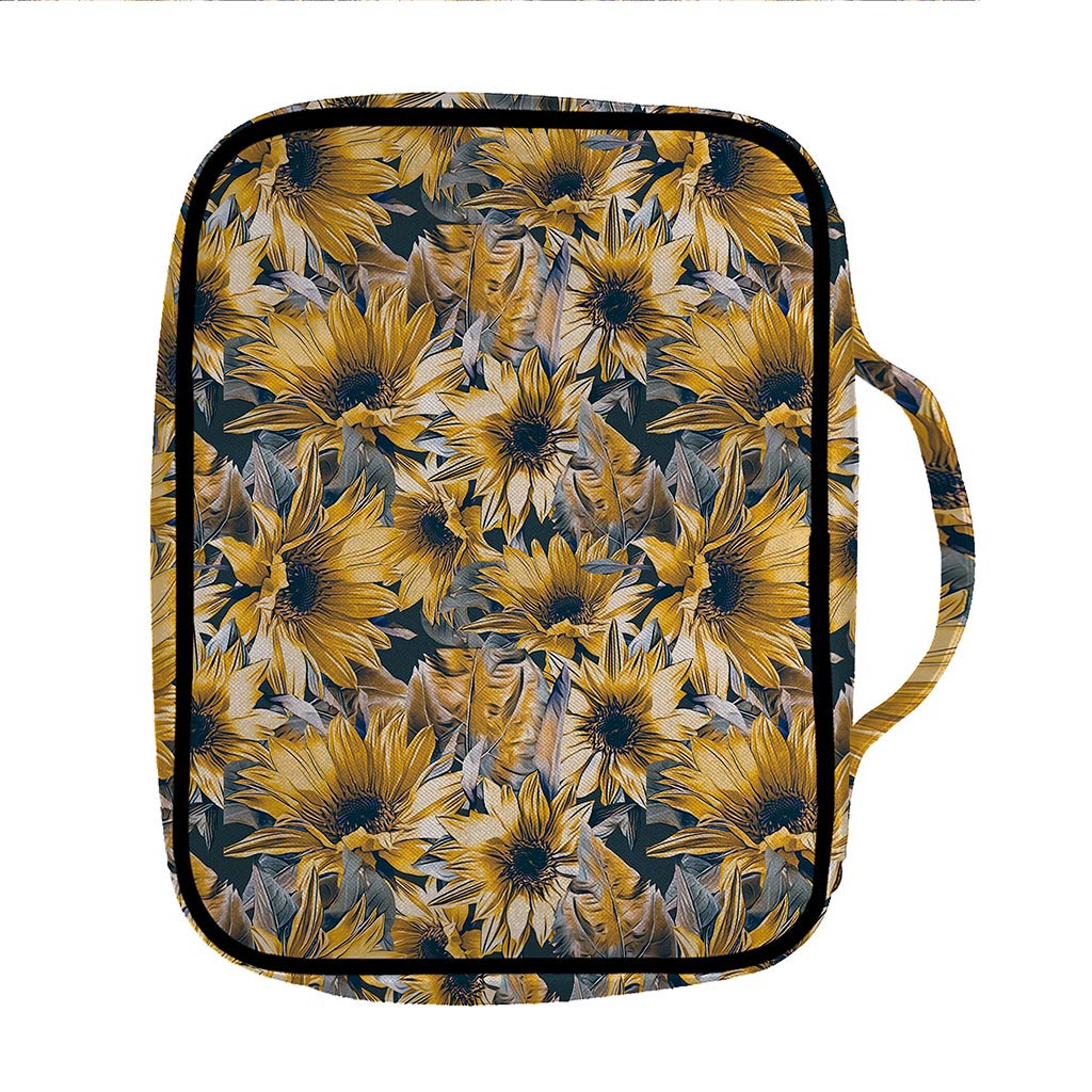 Vintage Sunflower Pattern Print Front Pocket Bible Bag