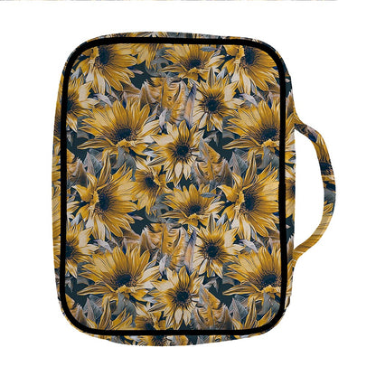 Vintage Sunflower Pattern Print Front Pocket Bible Bag