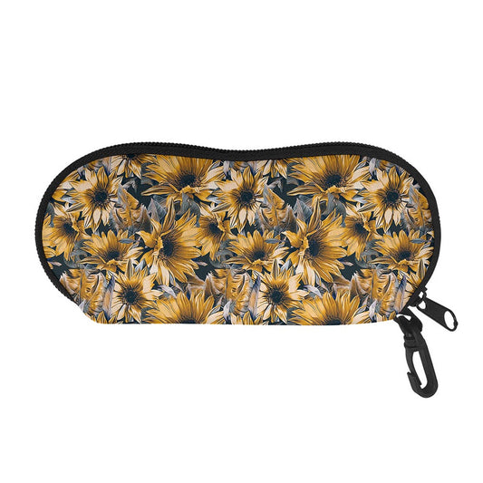 Vintage Sunflower Pattern Print Glasses Case