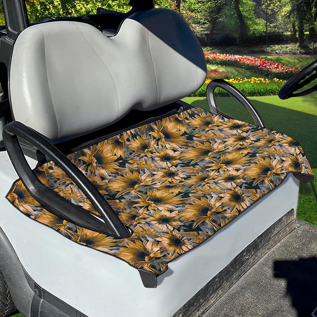 Vintage Sunflower Pattern Print Golf Cart Seat Cover