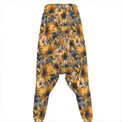 Vintage Sunflower Pattern Print Hammer Pants