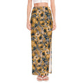 Vintage Sunflower Pattern Print High Slit Maxi Skirt