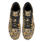 Vintage Sunflower Pattern Print High Top Leather Sneakers