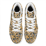 Vintage Sunflower Pattern Print High Top Leather Sneakers
