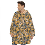 Vintage Sunflower Pattern Print Hoodie Blanket