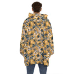 Vintage Sunflower Pattern Print Hoodie Blanket