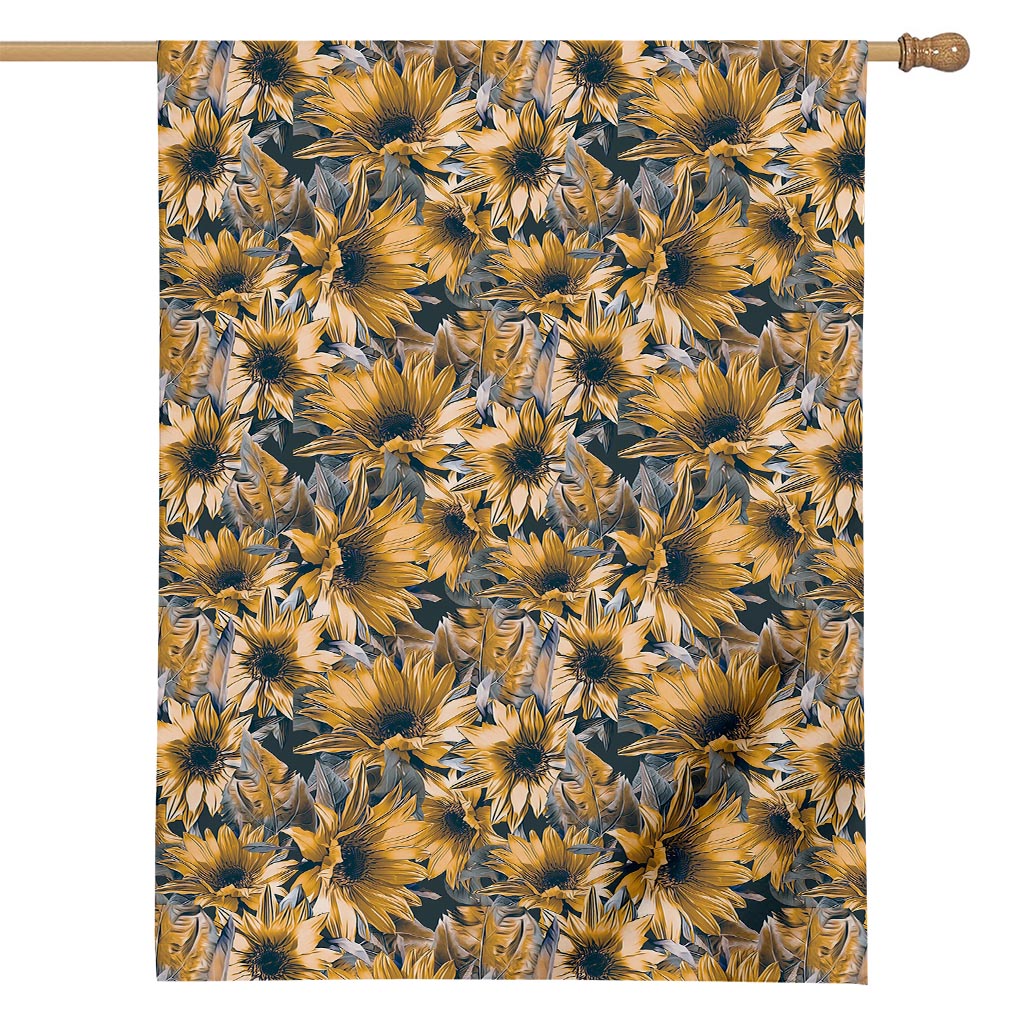 Vintage Sunflower Pattern Print House Flag