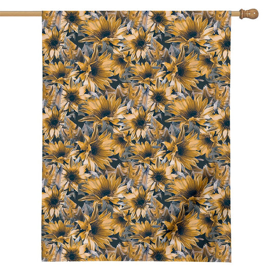 Vintage Sunflower Pattern Print House Flag