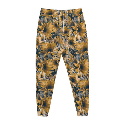 Vintage Sunflower Pattern Print Jogger Pants