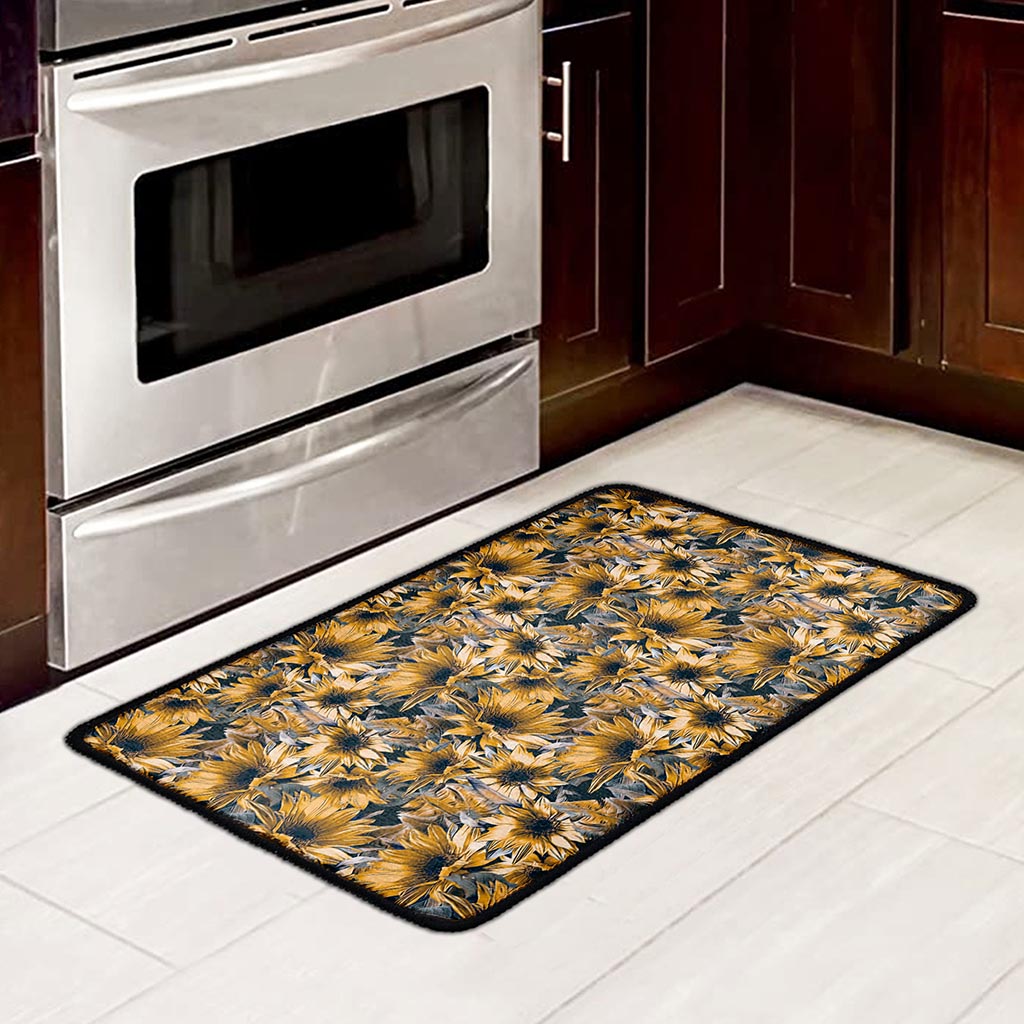 Vintage Sunflower Pattern Print Kitchen Mat
