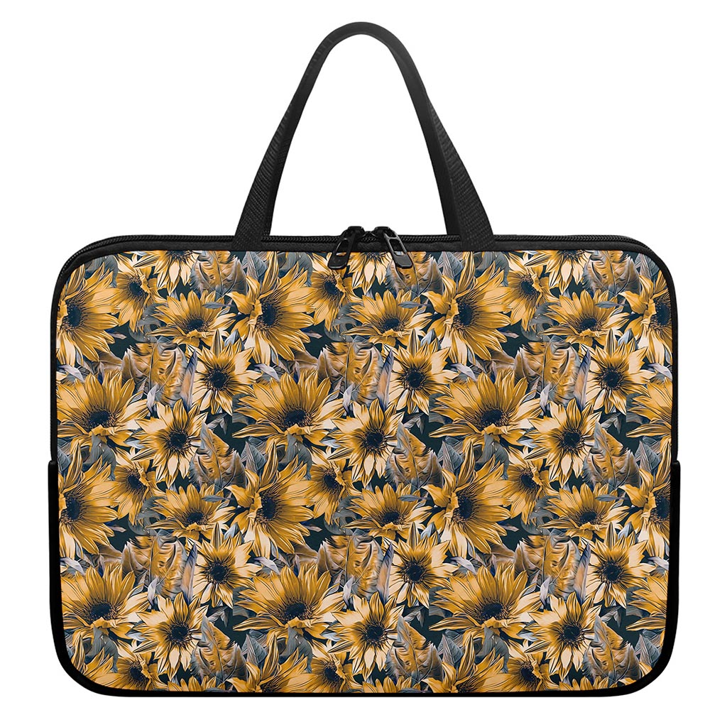 Vintage Sunflower Pattern Print Laptop Sleeve With Handle