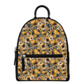 Vintage Sunflower Pattern Print Leather Backpack
