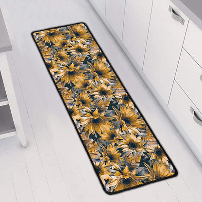 Vintage Sunflower Pattern Print Long Kitchen Mat