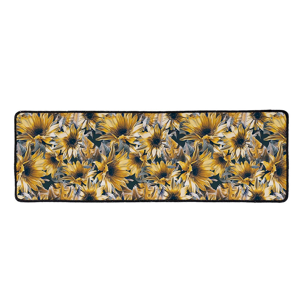 Vintage Sunflower Pattern Print Long Kitchen Mat