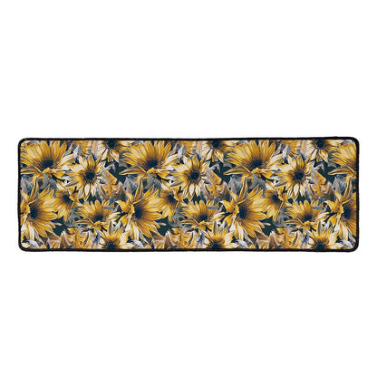 Vintage Sunflower Pattern Print Long Kitchen Mat