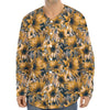 Vintage Sunflower Pattern Print Long Sleeve Baseball Jersey