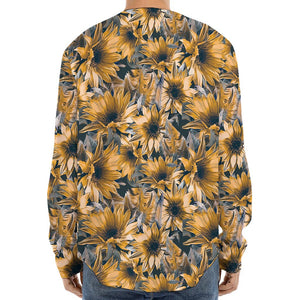 Vintage Sunflower Pattern Print Long Sleeve Baseball Jersey