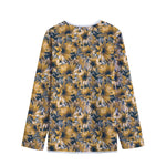 Vintage Sunflower Pattern Print Long Sleeve Short Coat