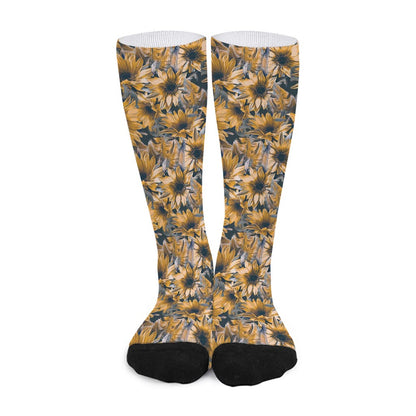 Vintage Sunflower Pattern Print Long Socks