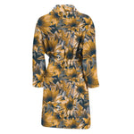 Vintage Sunflower Pattern Print Men's Bathrobe