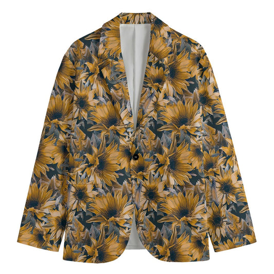 Vintage Sunflower Pattern Print Men's Blazer