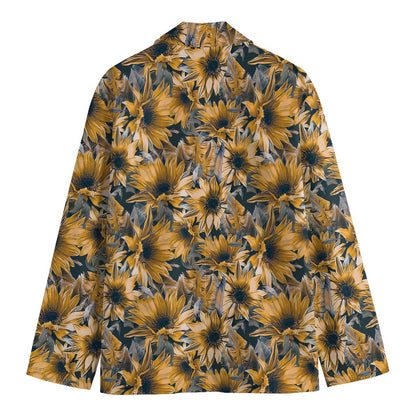 Vintage Sunflower Pattern Print Men's Blazer