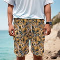 Vintage Sunflower Pattern Print Men's Cargo Shorts