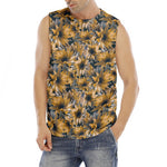 Vintage Sunflower Pattern Print Men's Fitness Tank Top