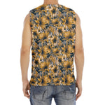 Vintage Sunflower Pattern Print Men's Fitness Tank Top