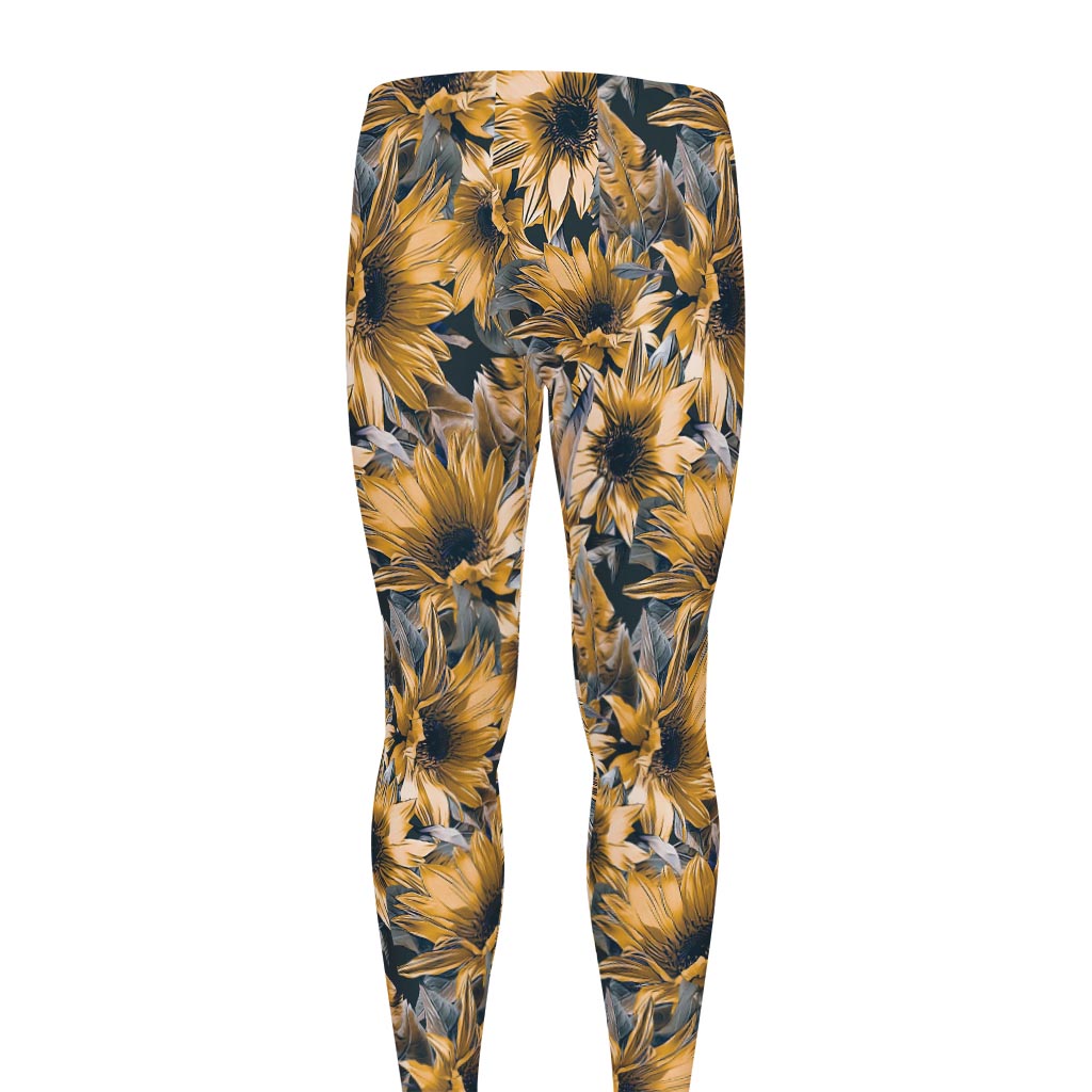Vintage Sunflower Pattern Print Men's leggings