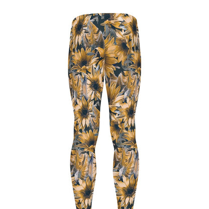 Vintage Sunflower Pattern Print Men's leggings