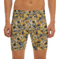 Vintage Sunflower Pattern Print Men's Long Boxer Briefs