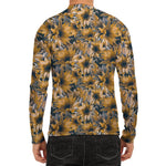 Vintage Sunflower Pattern Print Men's Long Sleeve Rash Guard