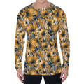 Vintage Sunflower Pattern Print Men's Long Sleeve T-Shirt
