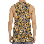 Vintage Sunflower Pattern Print Men's Muscle Tank Top
