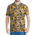 Vintage Sunflower Pattern Print Men's Polo Shirt