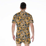 Vintage Sunflower Pattern Print Men's Rompers