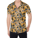 Vintage Sunflower Pattern Print Men's Shirt