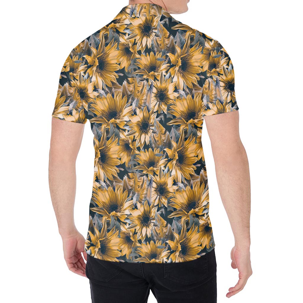 Vintage Sunflower Pattern Print Men's Shirt
