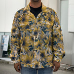 Vintage Sunflower Pattern Print Men's Shirt Jacket