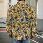 Vintage Sunflower Pattern Print Men's Shirt Jacket