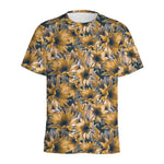 Vintage Sunflower Pattern Print Men's Sports T-Shirt