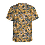 Vintage Sunflower Pattern Print Men's Sports T-Shirt
