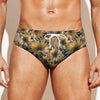 Vintage Sunflower Pattern Print Men's Swim Briefs